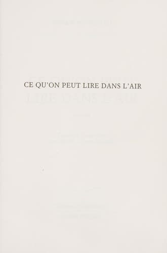 Ce qu'on peut lire dans l'air