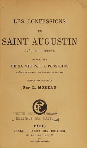 Les confessions de Saint Augustin, évêque d'Hippone